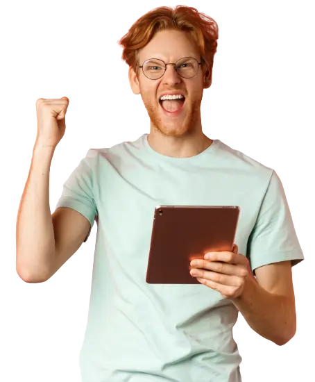 happy man winning Bingo in NZ online